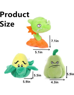 Juguetes de Peluche PVZ JHESAO 3 Pcs Calabaza, Snapdrago y Maíz 2