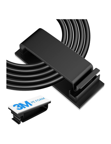 Clip de Gestión de Cables Adhesivo Tezop 20 Pcs Negro