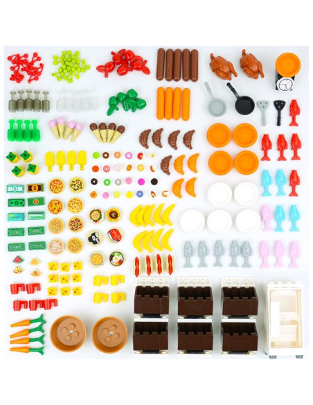 Juego de Comida de Ciudad BroTex - Accesorios de Bloques Juego de Comida de Ciudad BroTex - Accesorios de Bloques