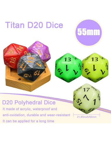 Dado D20 Gigante 55mm Acrílico Rojo para Dungeons y Dragons