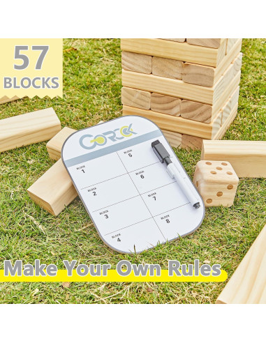Torre de Caída Gigante GOROCK 57 Pcs Madera 1.28 m Juego Jardín