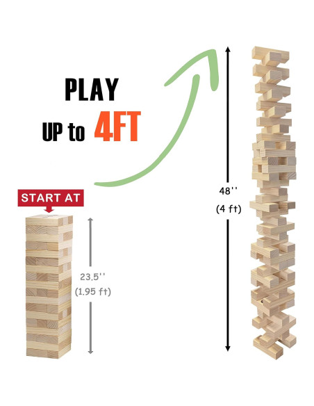 Juego de Torre Gigante de Madera JST GAMEZ 54 Bloques 1.28m Juego de Torre Gigante de Madera JST GAMEZ 54 Bloques 1.28m