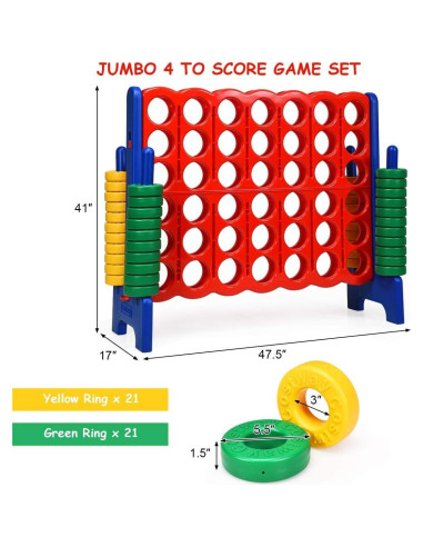 Juego Gigante 4 en Línea COSTWAY Azul 1.07 m para Niños y Adultos