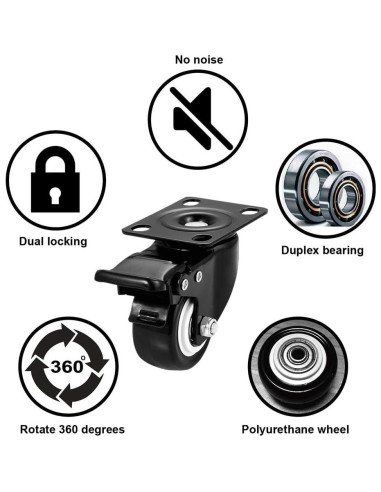 Ruedas Giratorias CLOATFET 5 cm con Bloqueo - Juego de 4