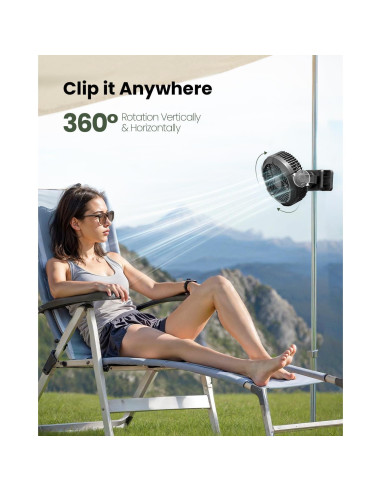 Ventilador de Camping Gaiatop CP-02 con Luz LED y Clip