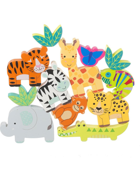 Bloques Apilables de Madera Animales de la Selva Orange Tree Toys Bloques Apilables de Madera Animales de la Selva Orange Tree Toys