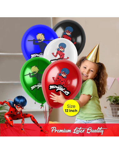 Globos de Cumpleaños Miraculous Ladybug 30 cm 25 Pcs Láttex