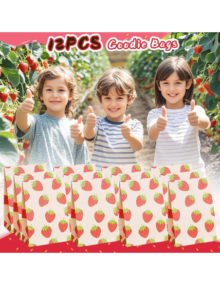 Conjunto de Suministros de Fiesta de Fresa 122 Piezas VAMWOGO Conjunto de Suministros de Fiesta de Fresa 122 Piezas VAMWOGO