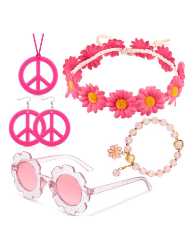 Accesorios de Disfraz Hippie para Niños Tondiamo 5 Pcs