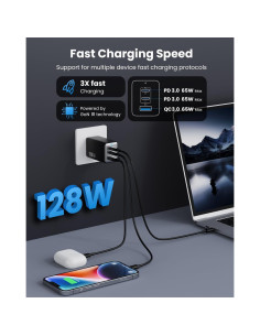 Cargador USB C 128W Dongguan Plegable 3 Puertos Rápido 2