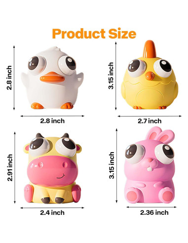 4 Juguetes Antiestrés Niulife Animales Kawaii 7.1 cm
