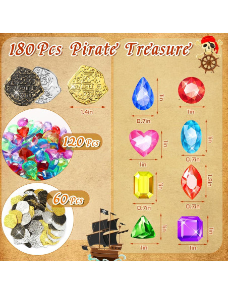 Set de Juguetes de Tesoros Piratas MARFOREVER 180 Piezas Set de Juguetes de Tesoros Piratas MARFOREVER 180 Piezas