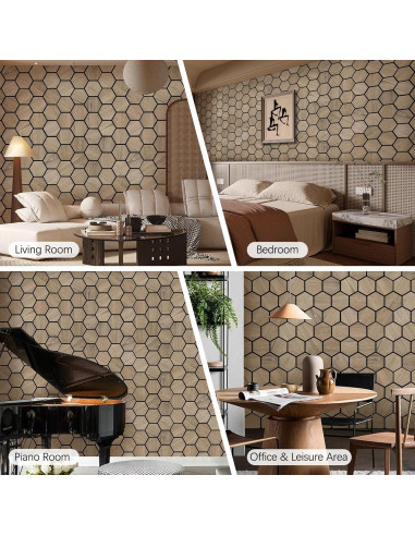 Paneles Acústicos Hexagonales ARMURO 4 Pcs 60.4x73.7 cm Nogal