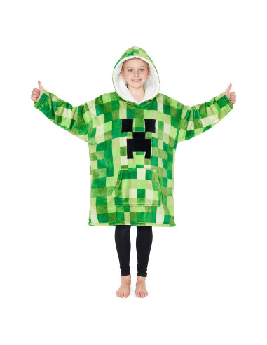 Manta con Capucha Minecraft Bioworld Talla Única Verde Claro