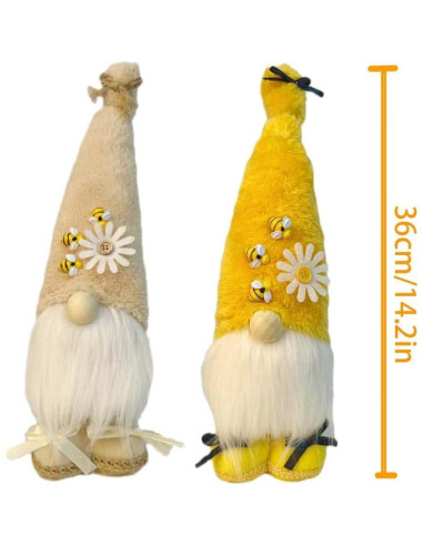 Gnomos de Abeja Amarillos 25.4 cm - Decoración Hogar 2 Piezas