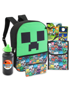 Conjunto Mochila Escolar Minecraft 40.6x30.5cm + Lonchera