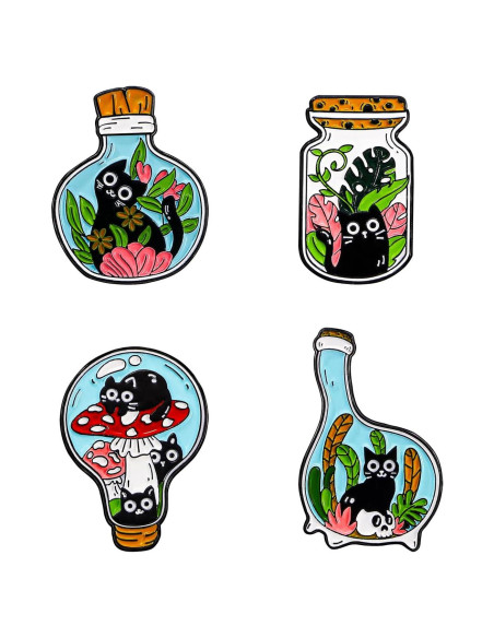 Conjunto de Pines de Esmalte de Gato Lindo - 4 Piezas Conjunto de Pines de Esmalte de Gato Lindo - 4 Piezas