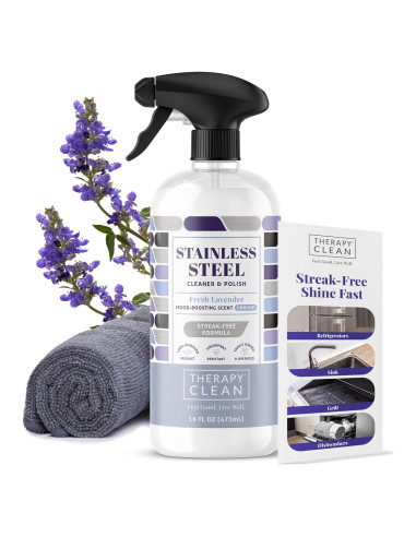 Limpiador de Acero Inoxidable Therapy 473ml con Paño Microfibra