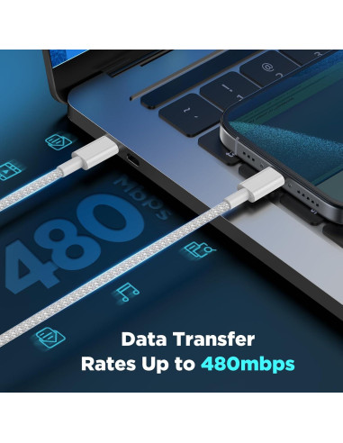 Cable USB C a USB C 6FT + 10FT UCALMA Carga Rápida 60W