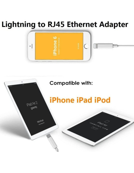 Adaptador Lightning a Ethernet DESOFICON RJ45 100Mbps Adaptador Lightning a Ethernet DESOFICON RJ45 100Mbps