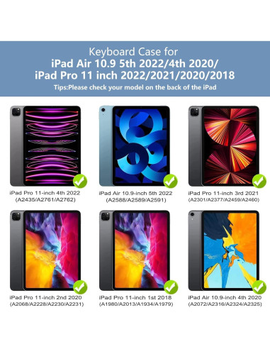 Funda con teclado HOTLIFE para iPad Pro 11" y Air 10.9