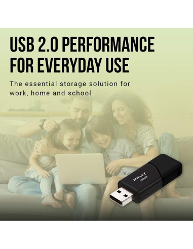 PNY Flash Drive USB 2.0 32GB Attaché 3 Negro - Paquete de 10