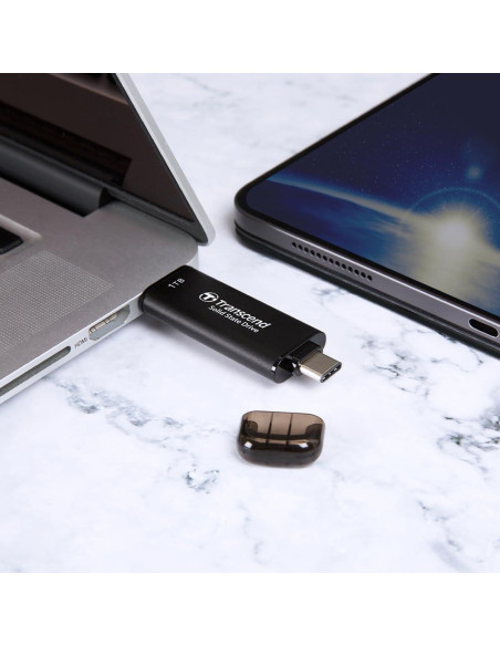 SSD Externo Transcend 512GB USB 3.2, 1050MB/s, Doble USB-C/A SSD Externo Transcend 512GB USB 3.2, 1050MB/s, Doble USB-C/A