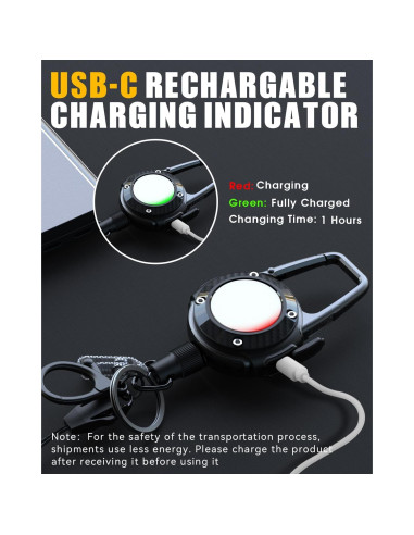 Linterna de Llavero Magnética Retráctil LIUGX 250 Lúmenes USB-C