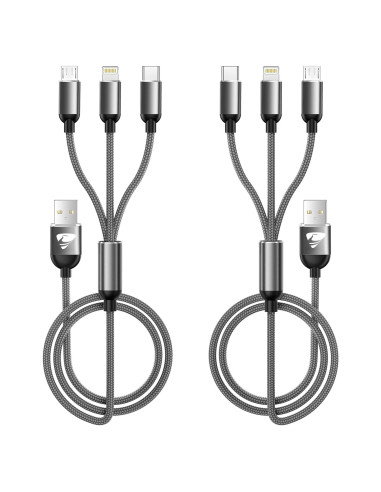 Cable Cargador Multi 3 en 1 Aioneus 4FT Carga Rápida Gris