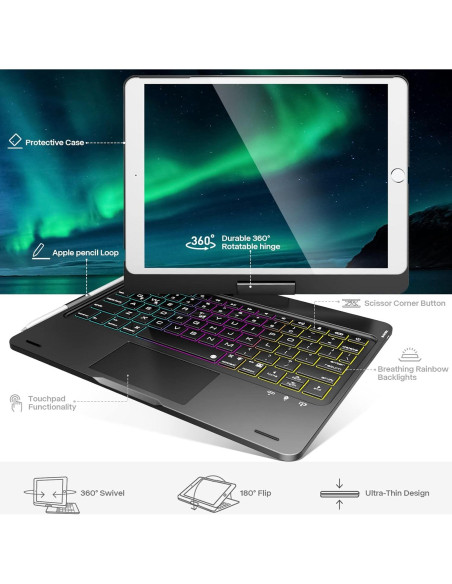 Funda NOKBABO para iPad 9 Gen con Teclado y Touchpad 360 Funda NOKBABO para iPad 9 Gen con Teclado y Touchpad 360