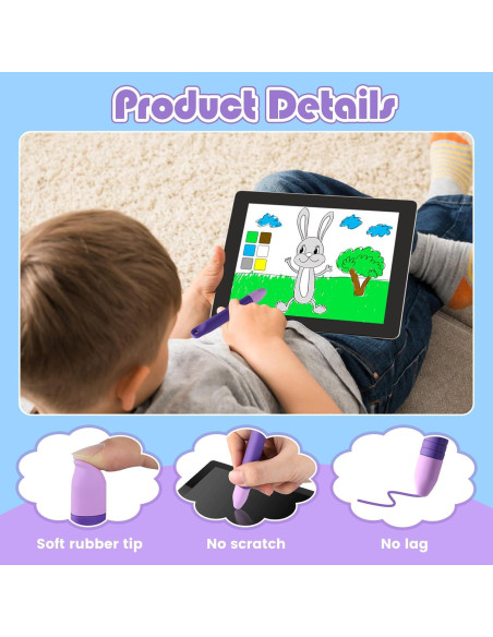 2 Lápices Stylus para Niños Pinsit Azul y Morado Antideslizante 2 Lápices Stylus para Niños Pinsit Azul y Morado Antideslizante