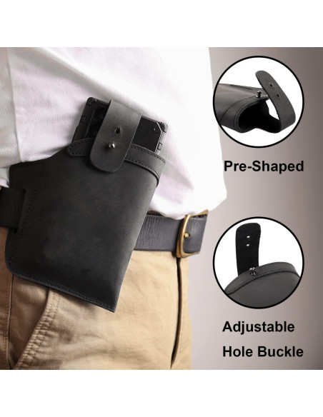 Funda de cuero Topstache para teléfono grande negra Funda de cuero Topstache para teléfono grande negra