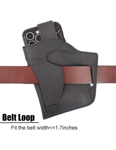 Funda de cuero Topstache para teléfono grande negra