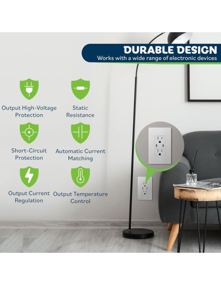 Toma de Pared USB C 2 Puertos 3.6A TOPGREENER Blanco - 2 Pcs Toma de Pared USB C 2 Puertos 3.6A TOPGREENER Blanco - 2 Pcs