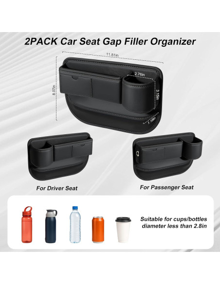 Organizador de Relleno Espacio Asientos Coche Pcnjozx Negro 2 Piezas Organizador de Relleno Espacio Asientos Coche Pcnjozx Negro 2 Piezas