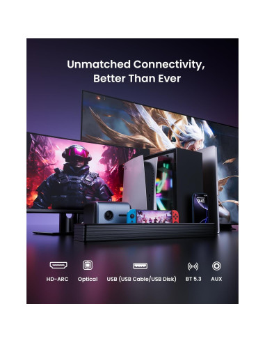 Barra de Sonido MEREDO G38 3.1CH con Subwoofer RGB