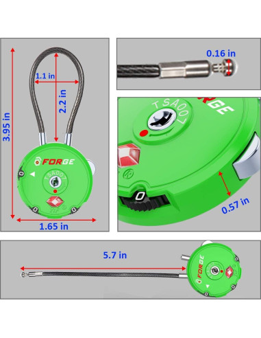 Candados de Equipaje TSA Forge 2PK Verde - Combinación 3 Dígitos