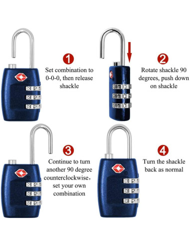 Candado de Combinación DanziX TSA + 4 Tethers Acero Inoxidable