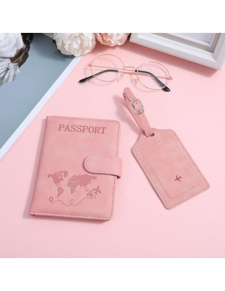 Portapasaportes de cuero PU LLOUSSAK rosa con bloqueo RFID Portapasaportes de cuero PU LLOUSSAK rosa con bloqueo RFID