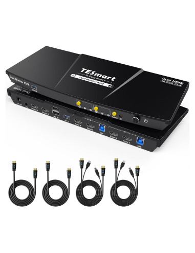 Interruptor KVM TESmart HDMI 2 Monitores 2 PCs 4K 60Hz