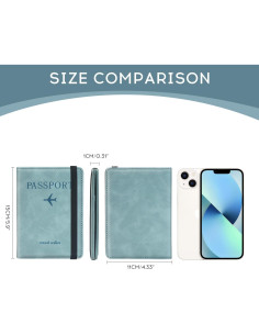 ILIYAH Cubierta de Pasaporte RFID Azul - Billetera de Viaje Unisex 2