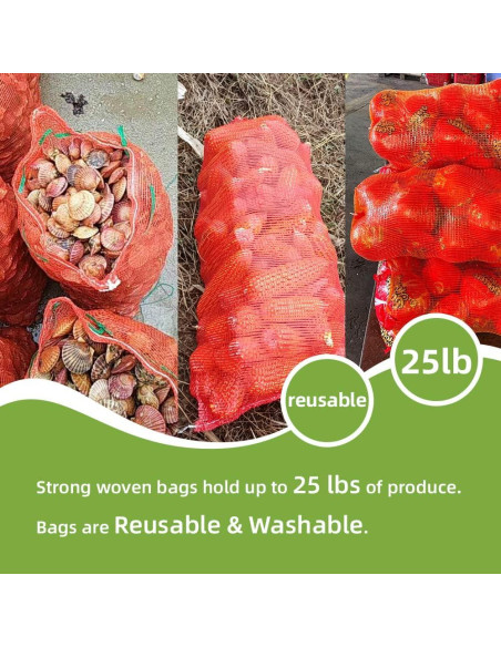 Bolsas de Malla Reutilizables Deebree 50pcs 38x63.5cm 11.34kg Bolsas de Malla Reutilizables Deebree 50pcs 38x63.5cm 11.34kg