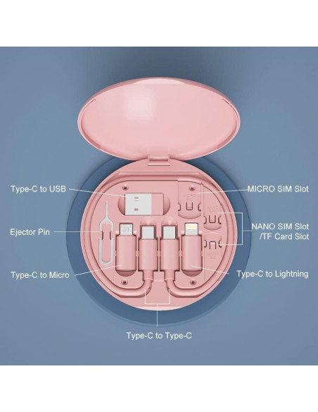 Kit Adaptador USB C YANZIE con Cable y Soporte SIM Rosa Kit Adaptador USB C YANZIE con Cable y Soporte SIM Rosa