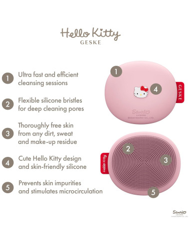 Cepillo Facial Inteligente GESKE Hello Kitty 3 en 1 Rosa
