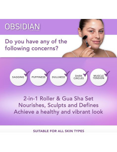 Set de Rodillo Facial y Gua Sha Spa Sciences - Obsidiana Negra 2