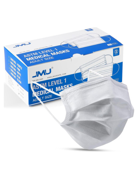 Mascarillas Desechables JMU 50pcs 3 Capas Grado Médico Blancas Mascarillas Desechables JMU 50pcs 3 Capas Grado Médico Blancas