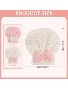 Toallas de Secado de Cabello Microfibra Arqumi - 2 Piezas Rosa y Blanco 2
