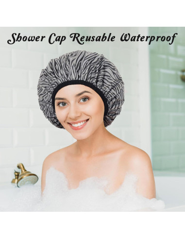 Gorro de Ducha Reutilizable Impermeable Vidsel - Doble Capa Satén