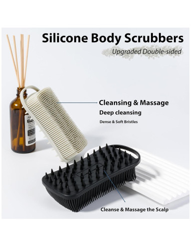 2 Piezas Exfoliante de Cuerpo de Silicona MtBoi 2 en 1