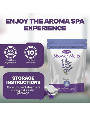 Tabletas de vapor para ducha We-Tab 10-pk con aromaterapia de lavanda